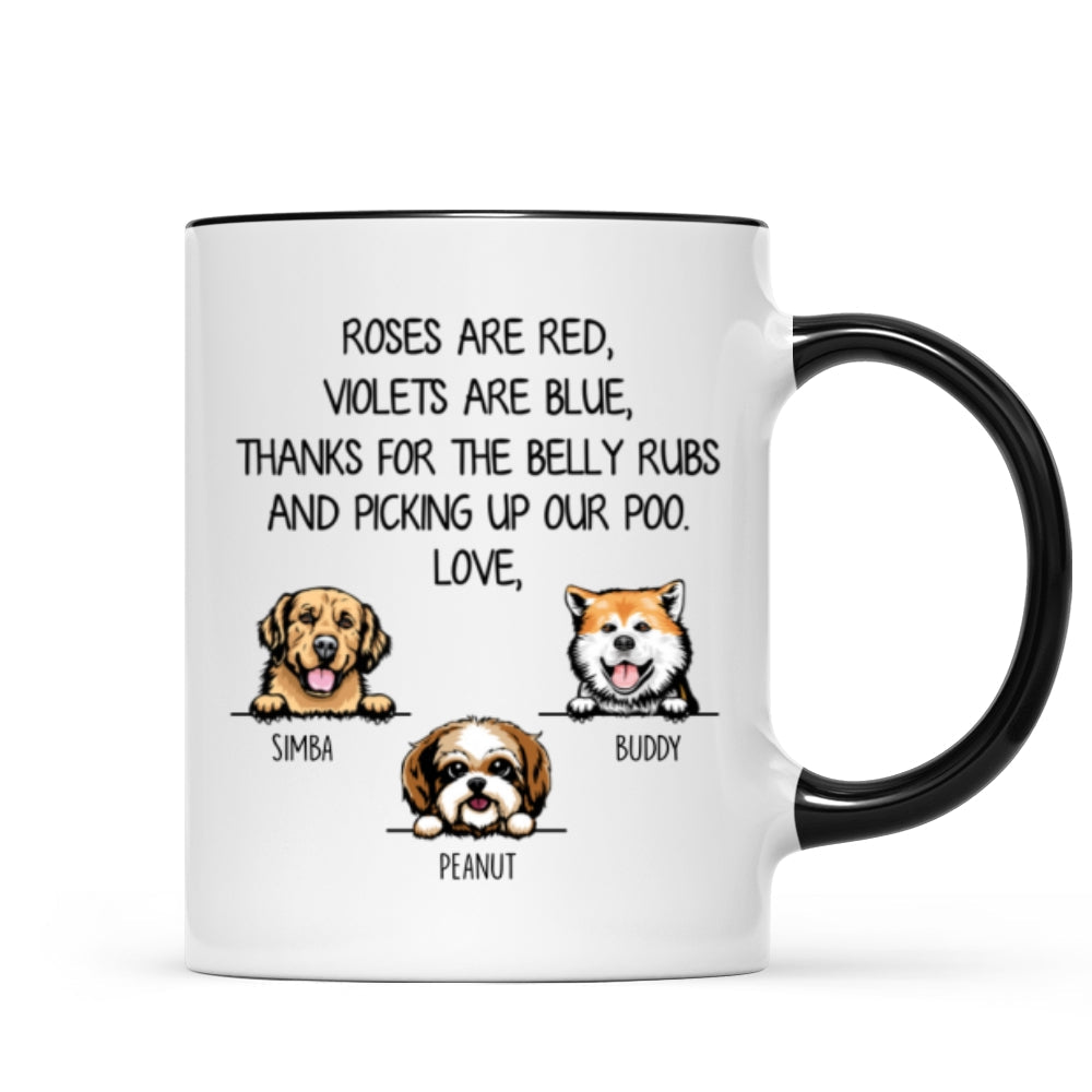 Thanks For Belly Rubs And Picking Up Poo Peeking Dog Personalized Mug - Gift For Dog Mom - Gift For Dog Dad