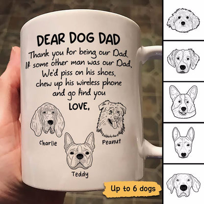 Dear Dog Dad Dog Head Outline Father's Day Gift Personalized Mug
