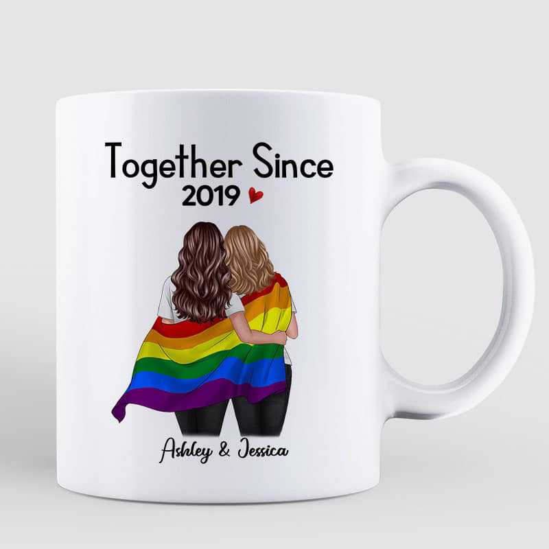 LGBT Couples Back View Together Since Personalized Mug
