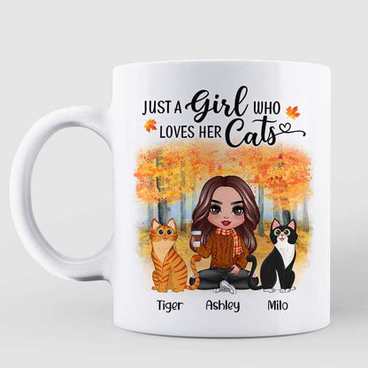 Fall Season Doll Cat Mom Sitting Personalized Mug