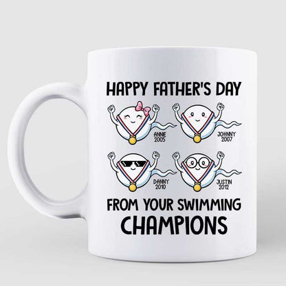 Happy Father's Day Gift From Swimming Champions Little Cute Kids Personalized Mug