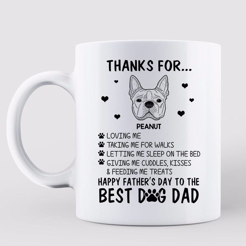 Dog Head Outline Thanks For Happy Father's Day Gift For Dog Dad Personalized Mug
