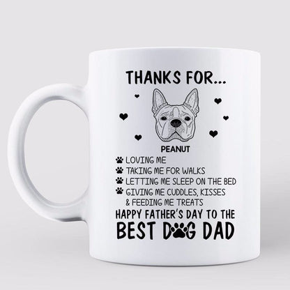 Dog Head Outline Thanks For Happy Father's Day Gift For Dog Dad Personalized Mug