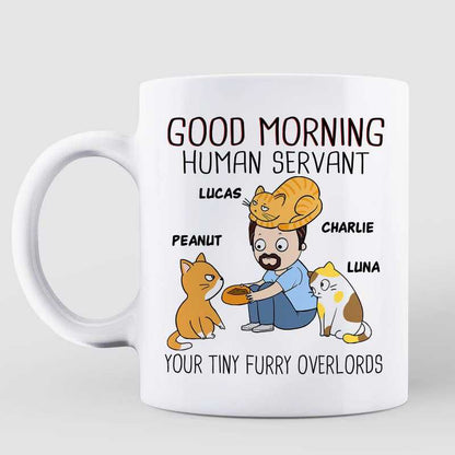 Good Morning Happy Father's Day Human Servant Chibi Cat Dad Personalized Mug