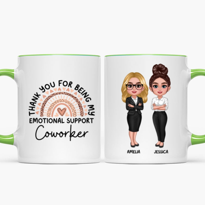 Thank You For Being My Emotional Support Coworker Gift For Colleagues Personalized Mug