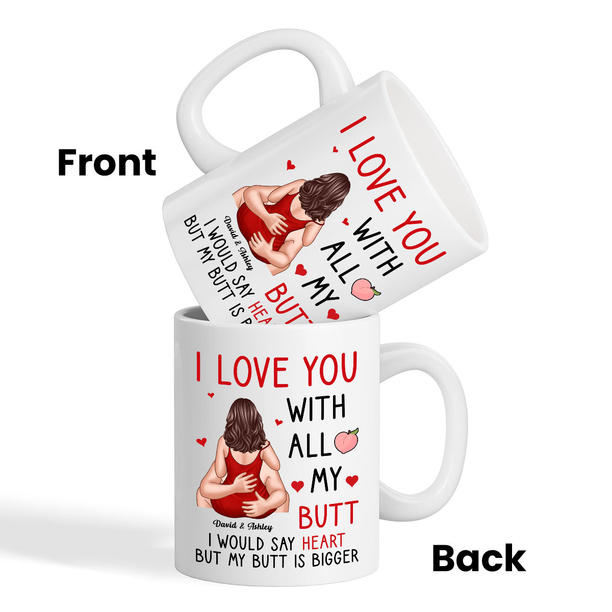 Couple Kiss Love You With All My Butt Funny Gift For Him For Her Personalized Mug