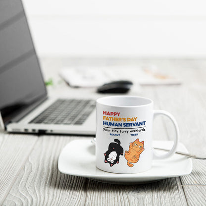 Happy Father's Day Human Servant Cat Dad Personalized Mug