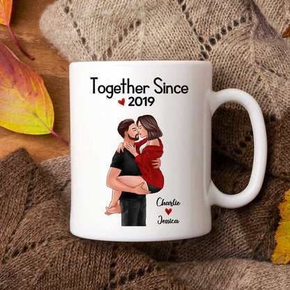Man Holding Woman Kissing Together Since Gift For Couple Personalized Mug