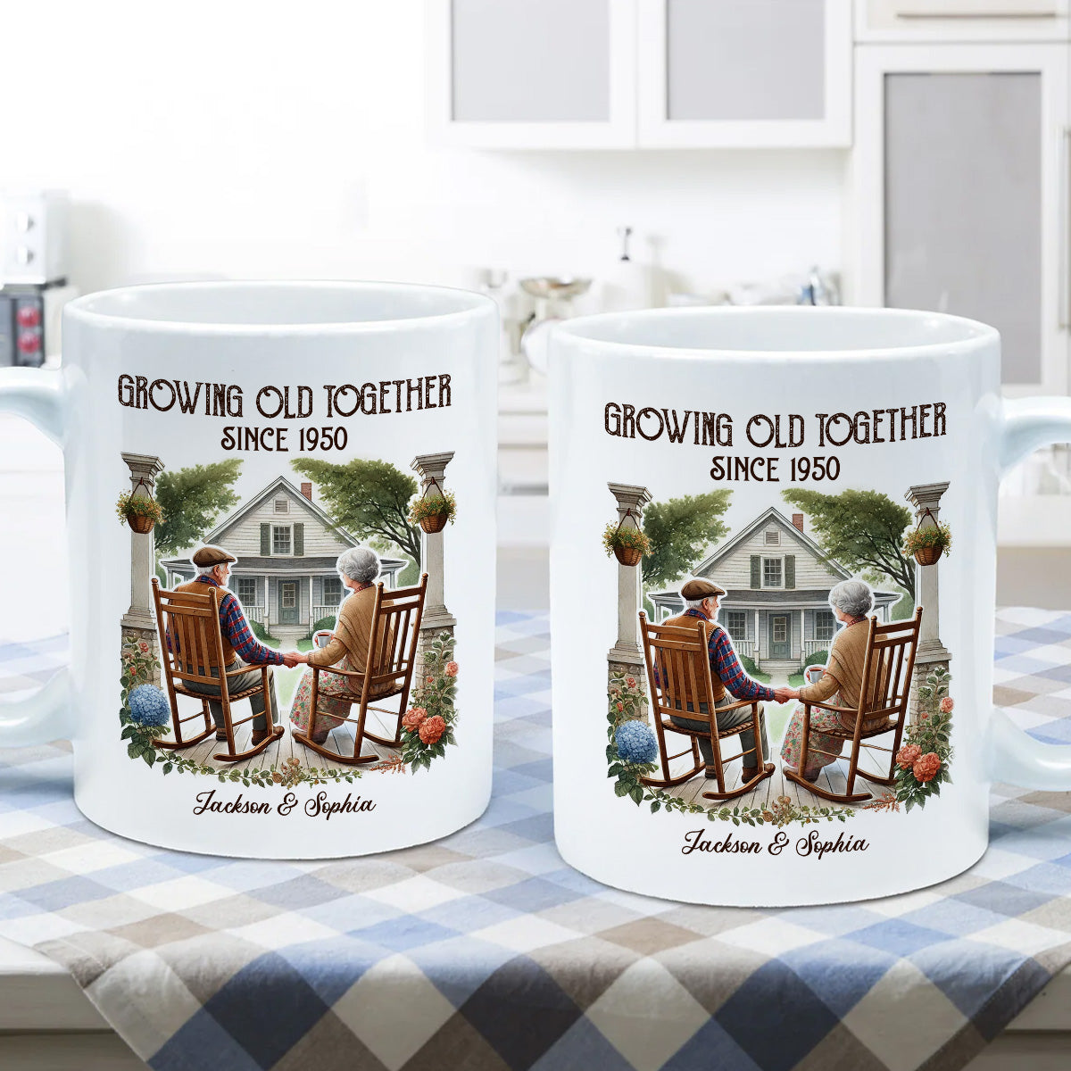 Couple Sitting On The Porch Growing Old Together Since Personalized Mug, Heartfelt Gift For Couple, For Him, For Her, Husband, Wife