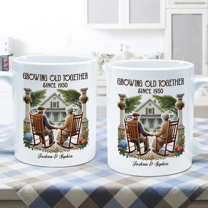 Couple Sitting On The Porch Growing Old Together Since Personalized Mug, Heartfelt Gift For Couple, For Him, For Her, Husband, Wife