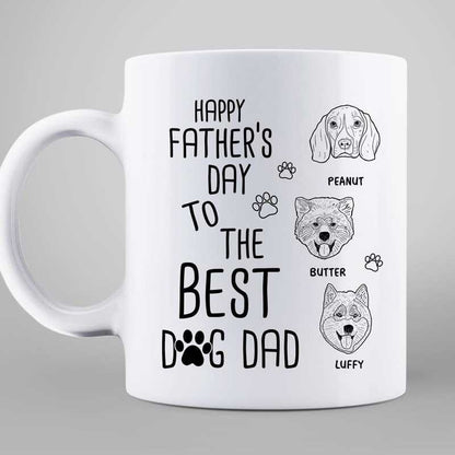 Happy Father's Day Dog Dad Dog Head Outline Personalized Mug