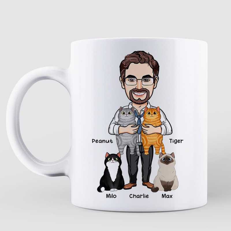 Happy Pawther's Day Caricature Cat Dad Personalized Mug