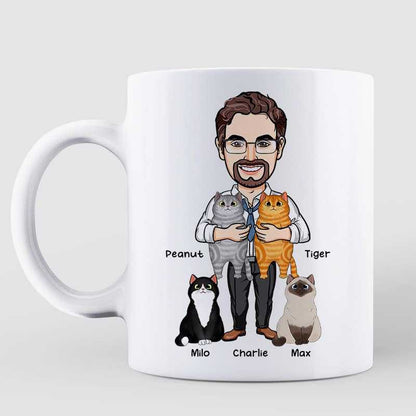Happy Pawther's Day Caricature Cat Dad Personalized Mug