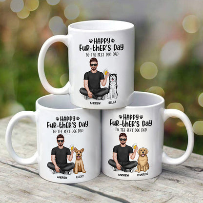 Real Man Sitting Happy Father's Further's Day Best Dog Dad Gift Personalized Mug