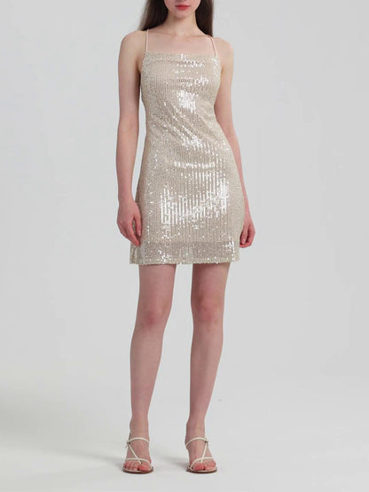 Sequin Lace-up Back Bodycon Mini Dress