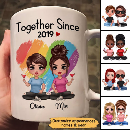 Doll LGBT Couple Sitting Together Since Personalized Mug