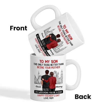 Skyline To My Son From Mom Happy Father's Day Personalized Mug