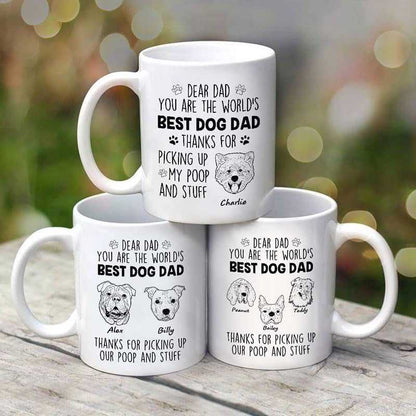 Dear World's Best Dog Dad Dog Head Outline Personalized Mug