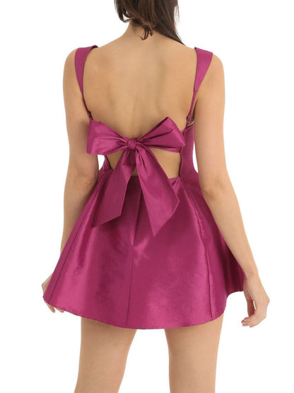 Open Back Strap Ties Mini Flare Dress