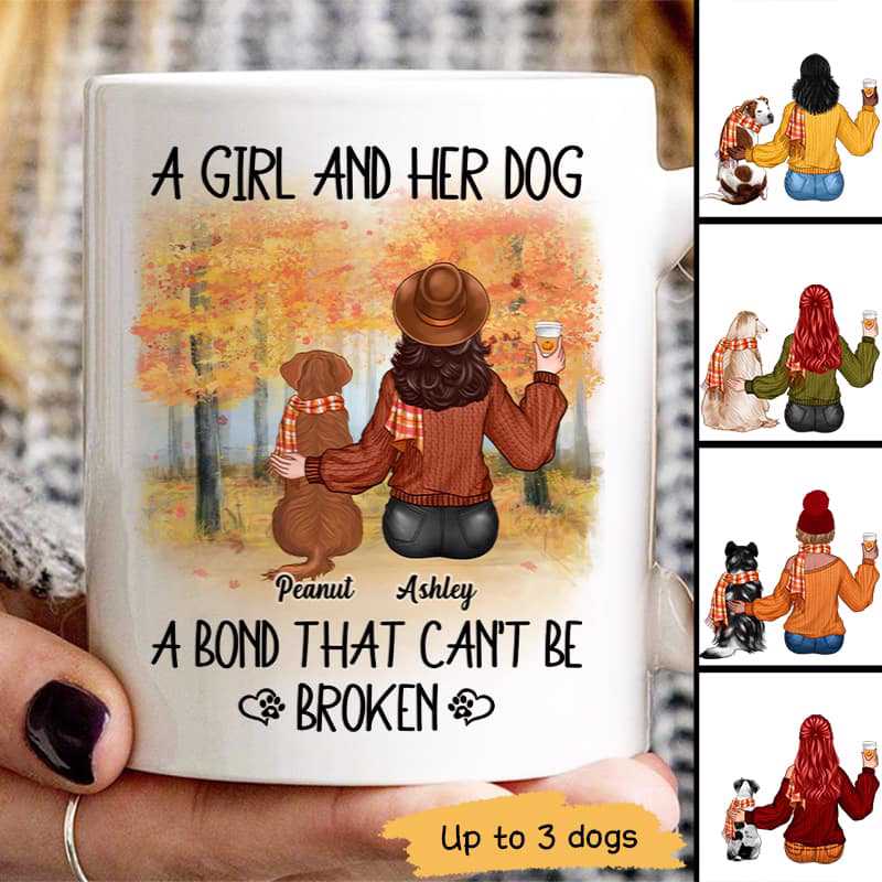 A Girl And Her Dog A Bond That Can't Be Broken Fall Season Personalized Mug