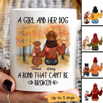 A Girl And Her Dog A Bond That Can't Be Broken Fall Season Personalized Mug