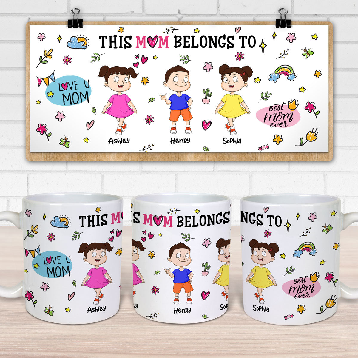 Colorful Kids This Mom Belongs To Personalized Mug