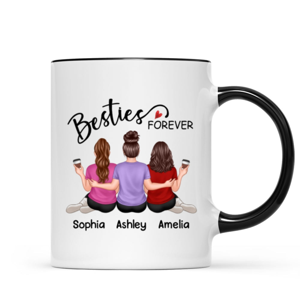 Embracing Back View Besties Sisters Forever Personalized Mug
