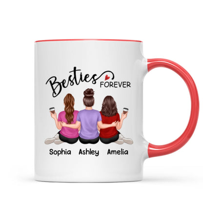 Embracing Back View Besties Sisters Forever Personalized Mug
