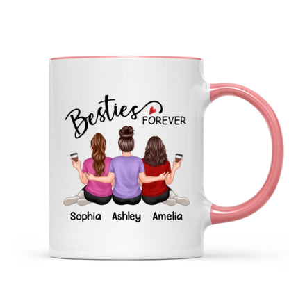 Embracing Back View Besties Sisters Forever Personalized Mug