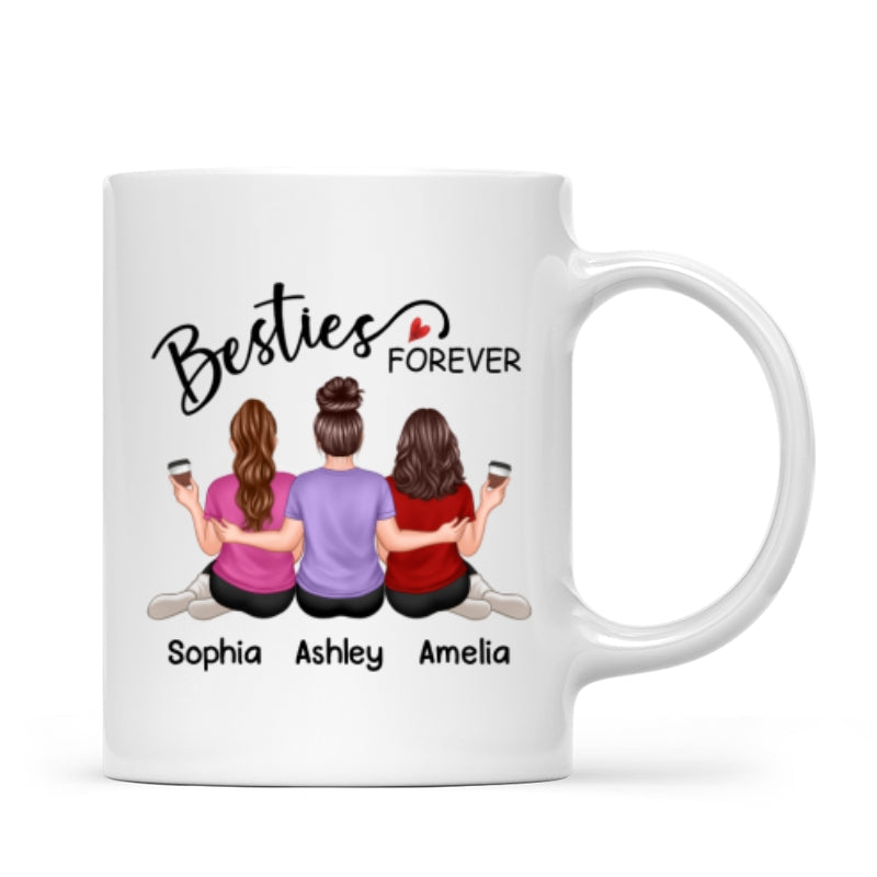 Embracing Back View Besties Sisters Forever Personalized Mug