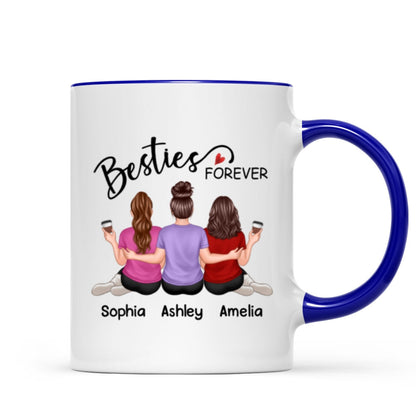 Embracing Back View Besties Sisters Forever Personalized Mug