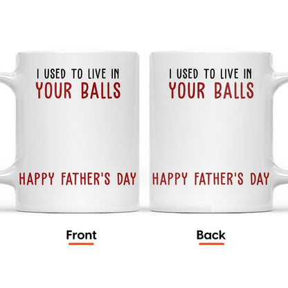 We Used To Lived In Your Balls Happy Father's Day 2024 - Gift For Dad - Personalized Ceramic Mug
