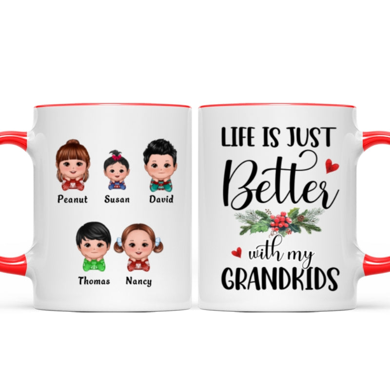 Life Is Better With Grandkids Chin On Hands Christmas Personalized Mug