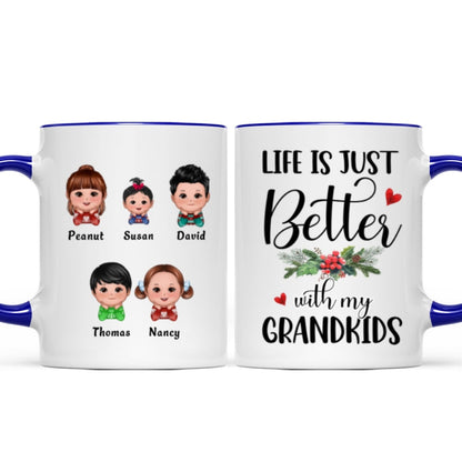 Life Is Better With Grandkids Chin On Hands Christmas Personalized Mug