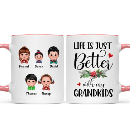 Life Is Better With Grandkids Chin On Hands Christmas Personalized Mug