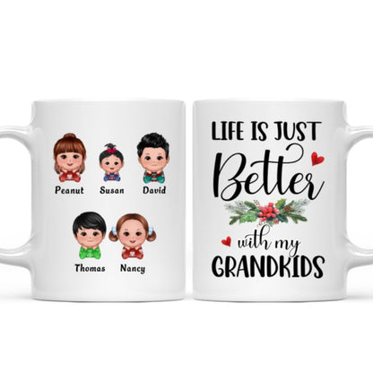 Life Is Better With Grandkids Chin On Hands Christmas Personalized Mug