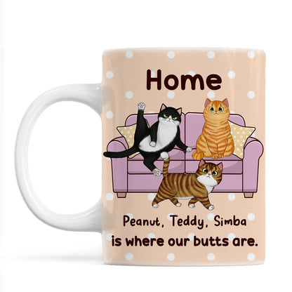 Home Is Where My Butt Is Funny Fluffy Cat Personalized Mug
