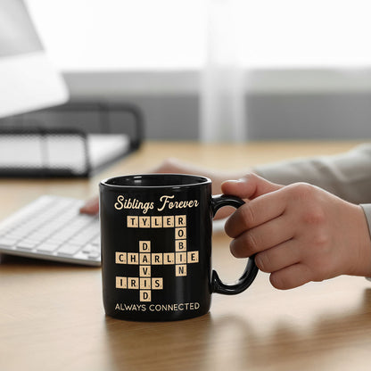 Siblings Forever Always Connected Crossword Puzzle Art Personalized Mug