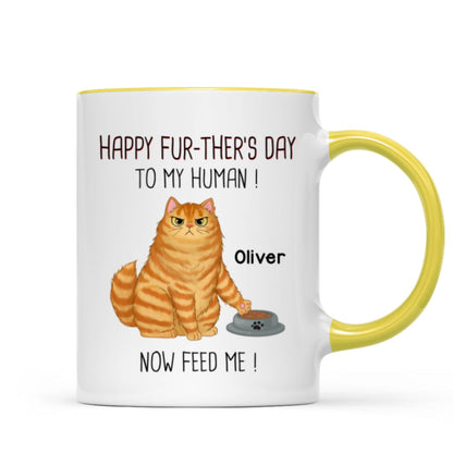 Happy Further's Day Cat Dad Feed Us Personalized Mug, Unique Father's Day Gift for Husband, Gift for Dad