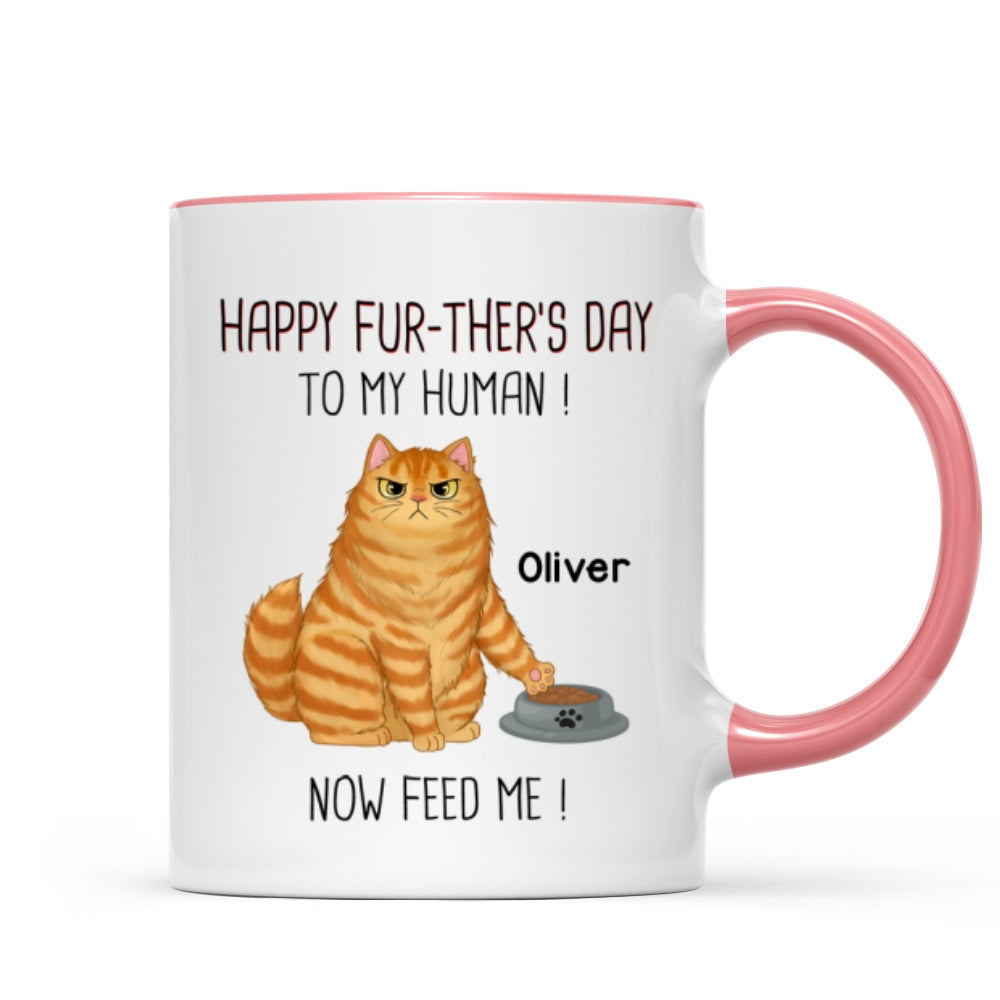 Happy Further's Day Cat Dad Feed Us Personalized Mug, Unique Father's Day Gift for Husband, Gift for Dad