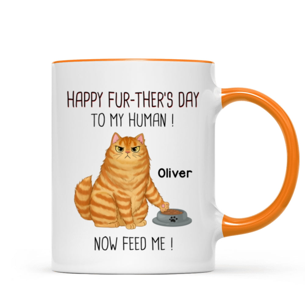 Happy Further's Day Cat Dad Feed Us Personalized Mug, Unique Father's Day Gift for Husband, Gift for Dad