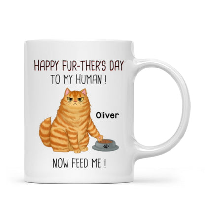 Happy Further's Day Cat Dad Feed Us Personalized Mug, Unique Father's Day Gift for Husband, Gift for Dad