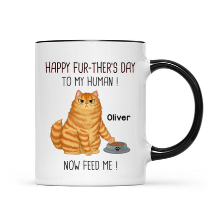 Happy Further's Day Cat Dad Feed Us Personalized Mug, Unique Father's Day Gift for Husband, Gift for Dad