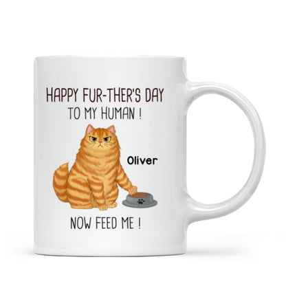 Happy Further's Day Cat Dad Feed Us Personalized Mug, Unique Father's Day Gift for Husband, Gift for Dad