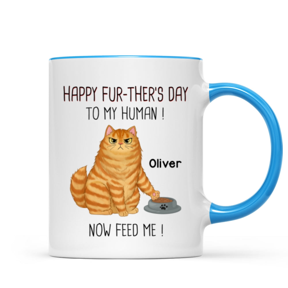 Happy Further's Day Cat Dad Feed Us Personalized Mug, Unique Father's Day Gift for Husband, Gift for Dad