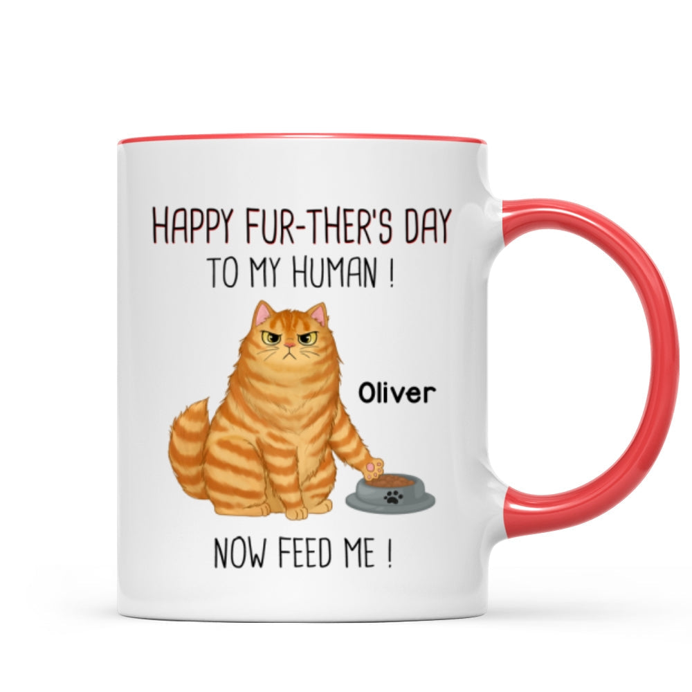 Happy Further's Day Cat Dad Feed Us Personalized Mug, Unique Father's Day Gift for Husband, Gift for Dad
