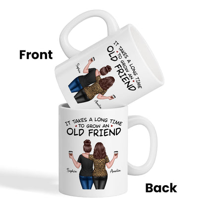 Back View Besties Walking It Takes A Long Time To Grow An Old Friend Personalized Mug, Gift For Best Friends, BFF