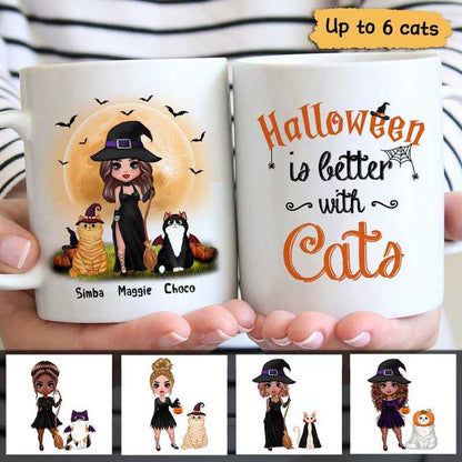 Doll Witch Halloween Better With Cats Personalized Mug