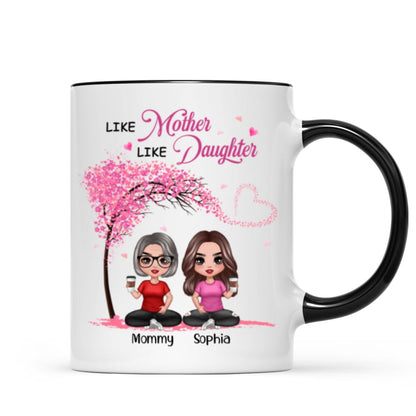 Under Pink Tree Doll Women Sitting Like Mother And Daughters Personalized Mug