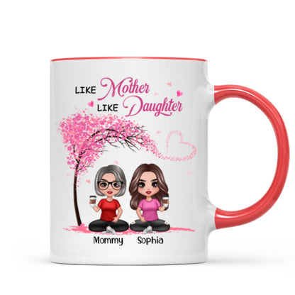 Under Pink Tree Doll Women Sitting Like Mother And Daughters Personalized Mug